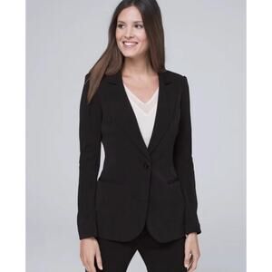 White House Black Market One Button Scuba Power Blazer Black Size 0